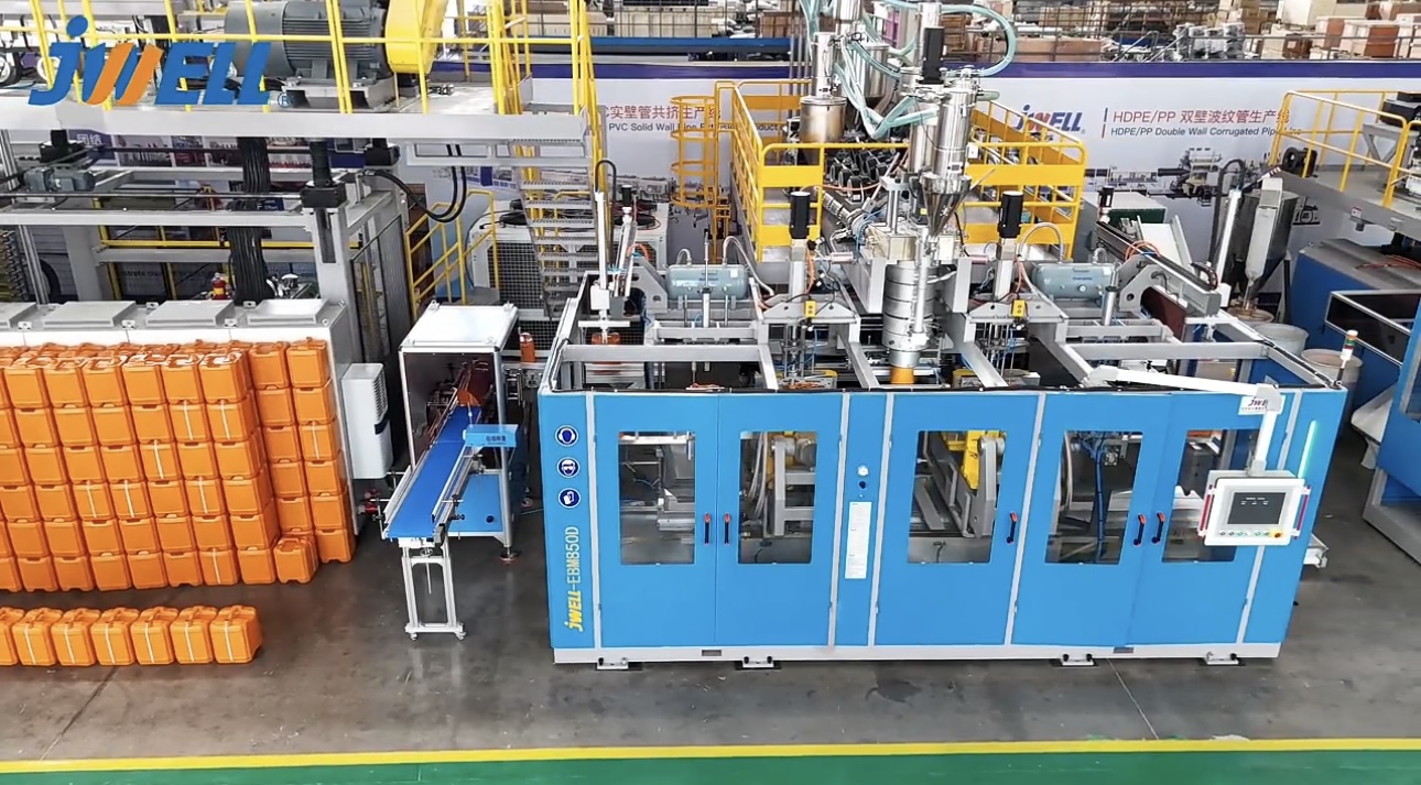 Machine de moulage par soufflage de jerrycan de conteneur chimique à grande vitesse de type continu entièrement électrique de 30 litres 