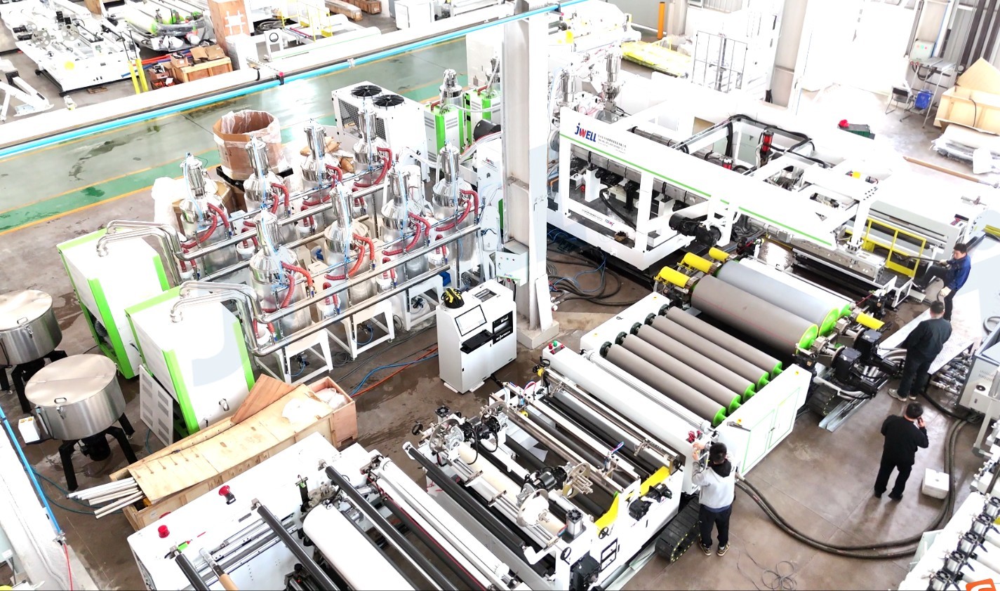 Ligne de machine d'extrusion de film de stratification de moulage Jwell TPU Machine d'extrudeuse composite en ligne